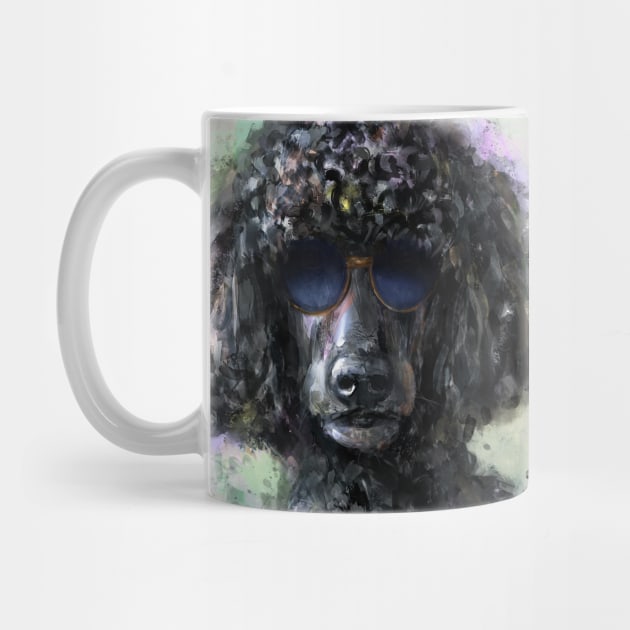 An Expressive Painting of a Cool Looking Black Poodle with Sunglasses by ibadishi